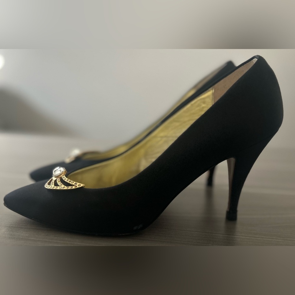 Nickels Black Heels with Gold Detail